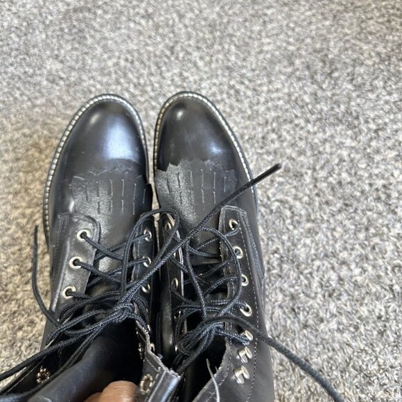 Vintage TEXAS ALL AMERICAN Made Kiltie Roper Boots Black Leather Womens 6 New - Picture 3 of 7
